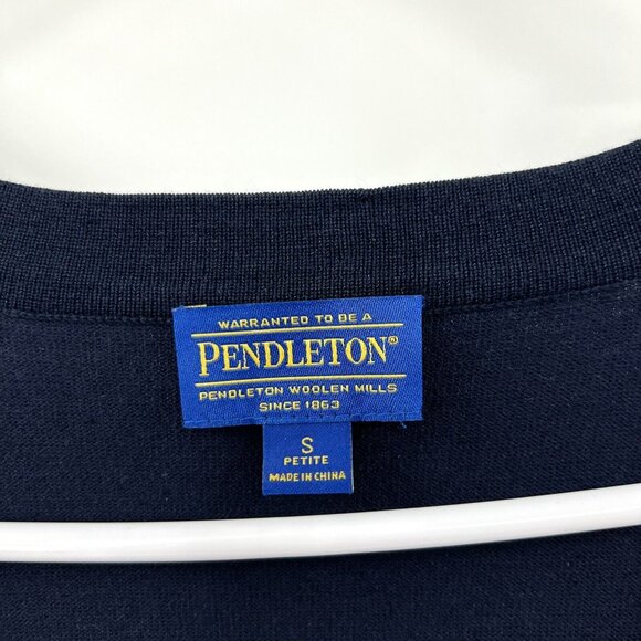 Pendleton Navy Button Front Paisley Cardigan Size Small Petite - Picture 4 of 5